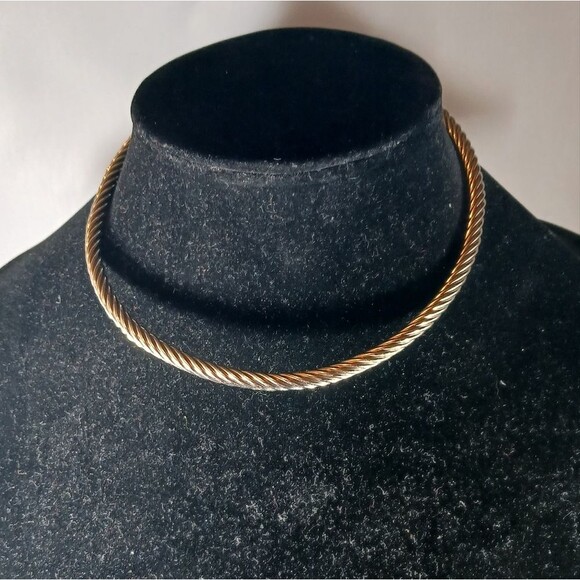 Vintage Silver Tone Cable Choker Necklace - Picture 1 of 8